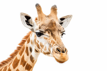 a giraffe with a white background and a brown and white pattern