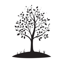  silhouette tree isolated vector on white background