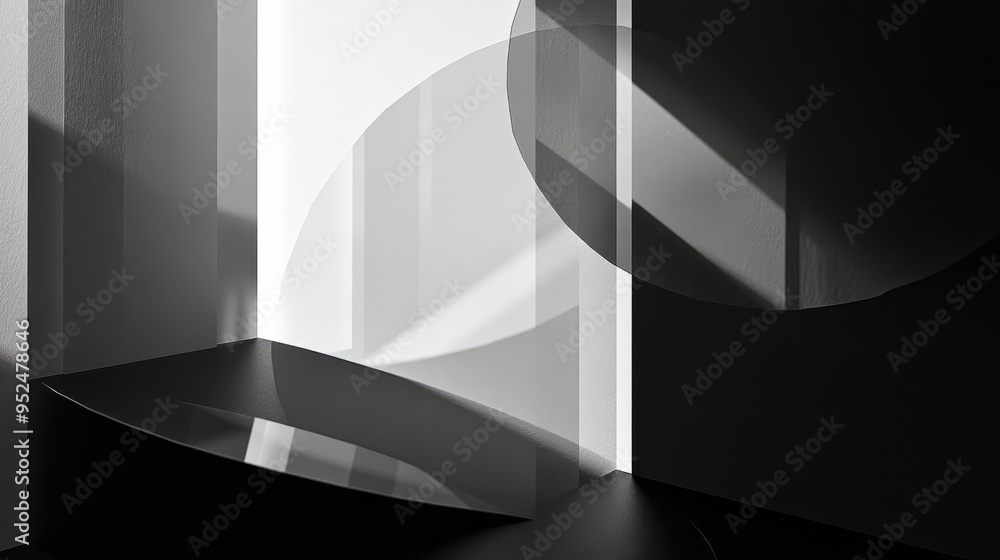 Fototapete a minimalist design featuring overlapping transparent shapes, creating depth and a sense of layering