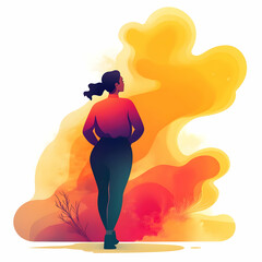 Flat Glowing Abstract Plus Size Model with Beauty Text concept as A sleek glowing abstract digital art banner featuring a plus size model with the word Beauty elegantly integrated into the design. The