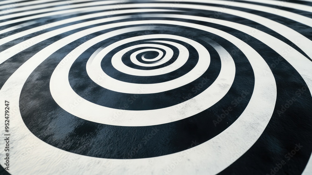 Aufkleber a minimalist design with black and white concentric circles, creating a striking visual pattern
