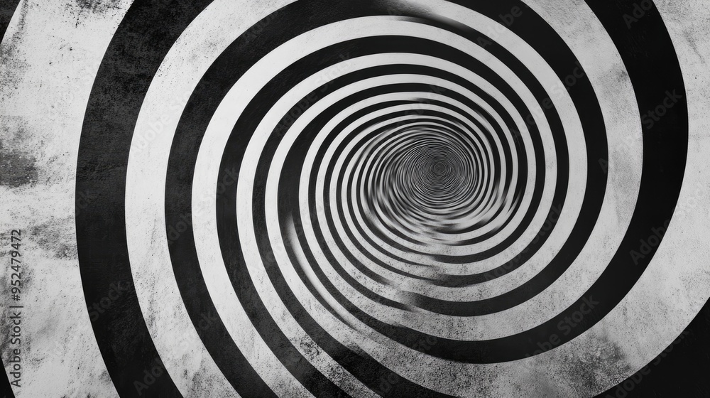 Aufkleber a minimalist design with black and white concentric circles, creating a striking visual pattern