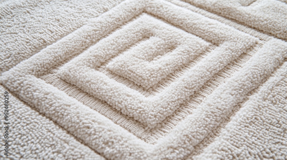 Poster a classic greek key pattern in a monochromatic color scheme, set against a light, textured backgroun