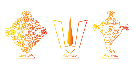 lord vishnu Tirupati Balaji shanku chakra nama line art vector