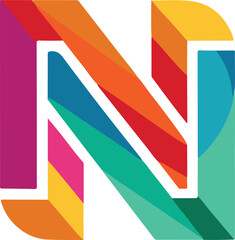 Bold capital letter N Graphic alphabet symbol for logo, Poster vector illustration