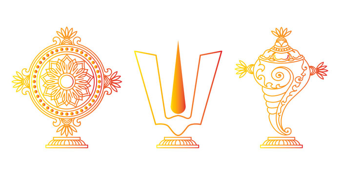 lord vishnu Tirupati Balaji shanku chakra nama line art vector