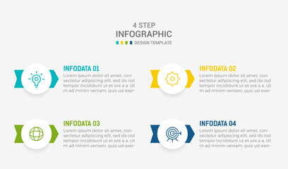 Four Step Infographic element design Vector template for presentation. process diagram and presentations step, workflow layout, banner, flow chart, info graphic vector illustration.