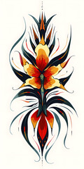 Naklejka premium Tribal Bird of Paradise flower tattoo flash styles illustration