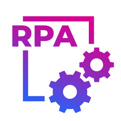 RPA png icon with gears, robotic process automation concept