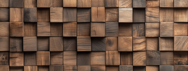 Rustic Wooden Cubes Pattern with Dimensional Texture