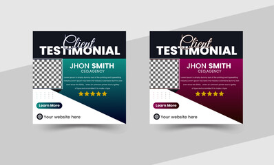 Fototapeta premium Social networking post template for client testimonials and feedback. 