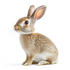 Fototapeta premium A Brown and White Rabbit Sitting Against a White Background