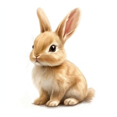 Obraz premium A Close-up of a Cute, Small, Brown Bunny Rabbit with White Fur