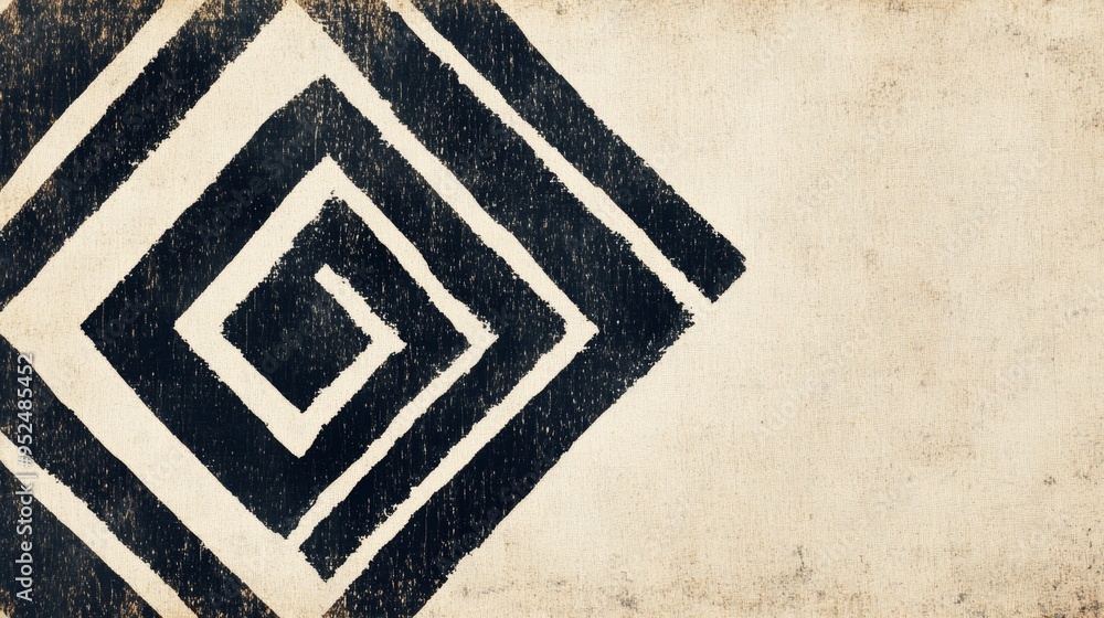 Poster a traditional african mudcloth design featuring geometric patterns in black and white. the patterns 