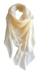 Elegant Silk Scarf Draped Against Pristine White Background in Minimalist Studio Setting