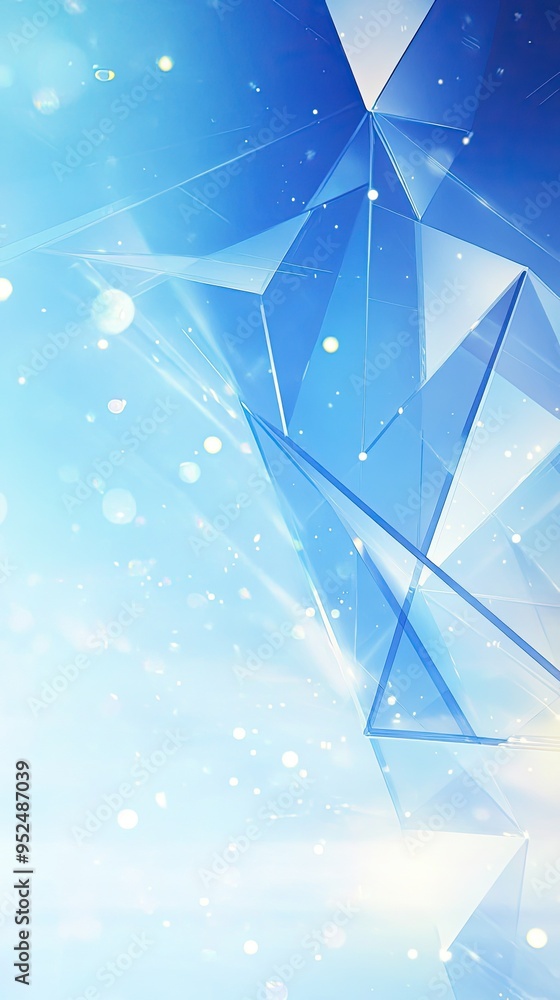 Poster a captivating abstract design featuring blue tones and geometric shapes, creating a serene and moder