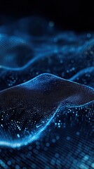 Abstract digital wave pattern in blue tones, reflecting advanced technology and data visualization concepts.