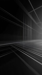 Fototapeta premium Abstract composition featuring dynamic lines and light effects in a dark space, creating a sense of depth and movement.
