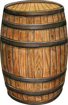 recommend clip art: Watercolor hand drawn wooden barrel