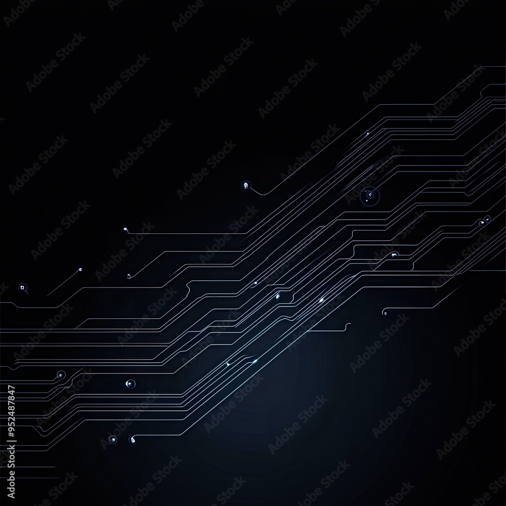 Poster a futuristic background showcasing intricate circuit patterns against a dark backdrop, ideal for tec