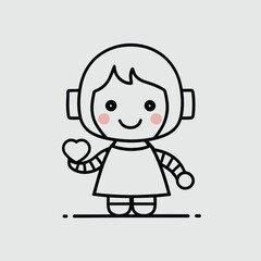 Minimal Cute Girl robot logo, Robot Vector, Robot Illustration, Girl Robot Vector, AI