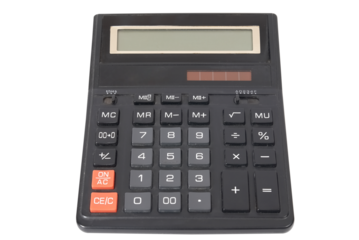 Black calculator in PNG isolated on transparent background
