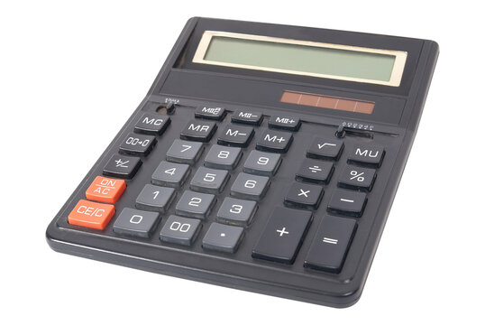 Black calculator in PNG isolated on transparent background