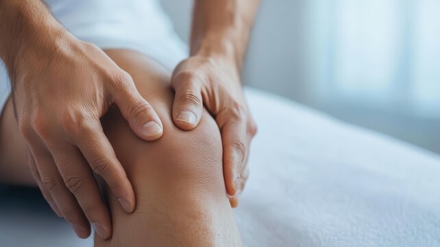 Physiotherapist demonstrating trigger point release techniques on a patient s leg, calm and focused environment, trigger point, therapeutic touch