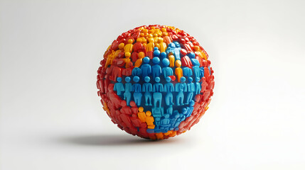 3D Grandparents and Grandchildren Globe with Inclusion Text concept as An abstract vector featuring a globe with icons representing grandparents and grandchildren with the word Inclusion in a modern f