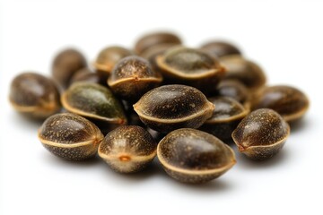 Obraz premium Close-Up of Cannabis Seeds on White Background