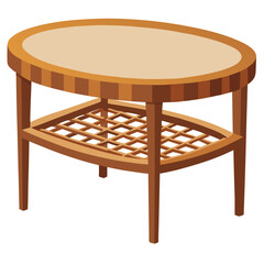 Rattan coffee table vector illustration