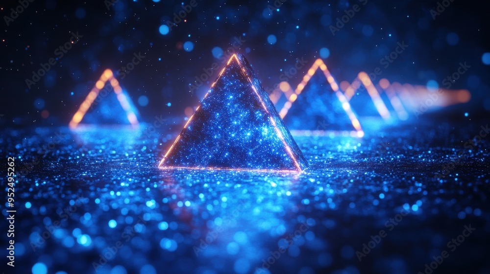 Poster futuristic wallpaper showcasing a 3d render of an abstract background with geometric shapes and glow