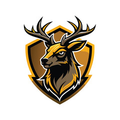 Deer or stag mascot logo icon vector design isolated badge style