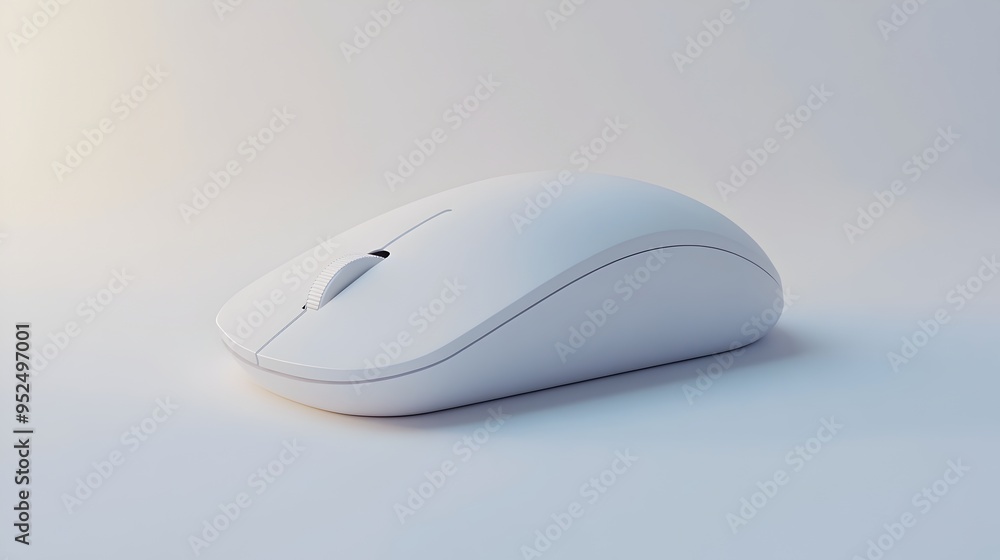 Poster minimalist wireless computer mouse on pristine white background