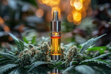 Cannabis Vape Pen with Vapor and Green Background