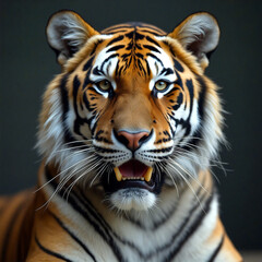 Naklejka premium Sumatran tiger showing teeth staring intensely