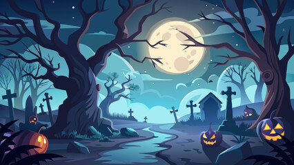 halloween night scene with castle