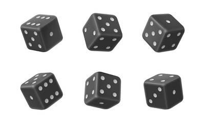Vector realistic 3D dice set with different numbers. Gambling elements for online casino and gaming web site.
