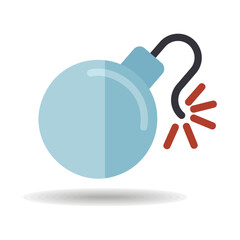 Bomb with lit fuse vector icon