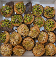 Top view of Indian sweets during festivals.
