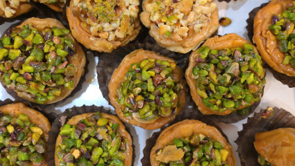 Top view of Indian sweets during festivals.