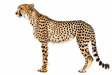 a cheetah standing on a white surface