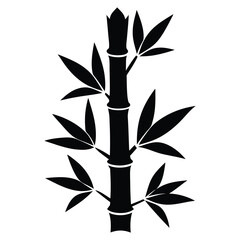 bamboo and leaves silhouette vector isolated on a white background