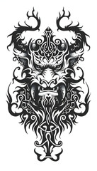 Fototapeta premium Tribal Demon tattoo flash styles illustration