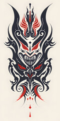 Obraz premium Tribal Demon Tattoo symmetry very simple traditional tattoo flash styles illustration