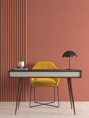 Memphis style conceptual interior room 3d illustration