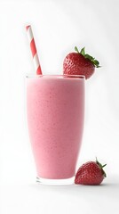 Vibrant Strawberry Smoothie in Minimalist Glass Composition