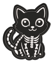 Cute Skeleton Cat, Funny, Animal, Trick Or Treat Kitty, Meow, Cats, Machine Embroidery Design, Stitch Style, Stitching, Designs