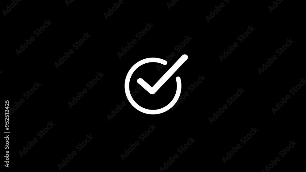 Poster simple check mark icon animation on the background ,check mark icon with circle
