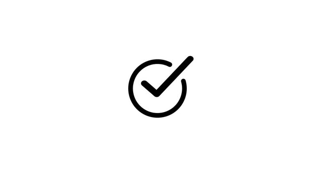 Simple check mark icon animation on the background ,check mark icon with circle